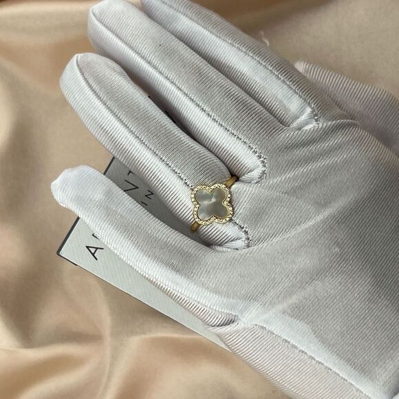 Argento Vivo Gold-Plated Sterling Silver Clover Ring - Picture 6 of 7